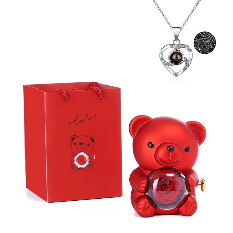 FLEUR ETERNELLE OURSON MUSICAL AVEC BIJOU