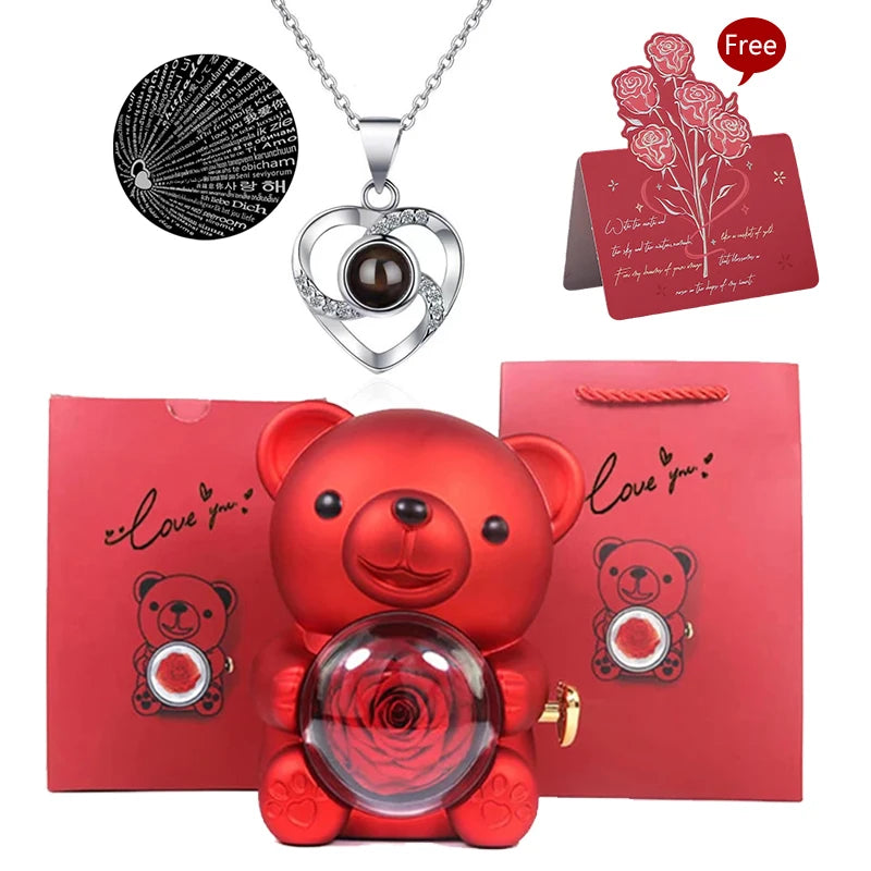 FLEUR ETERNELLE OURSON MUSICAL AVEC BIJOU